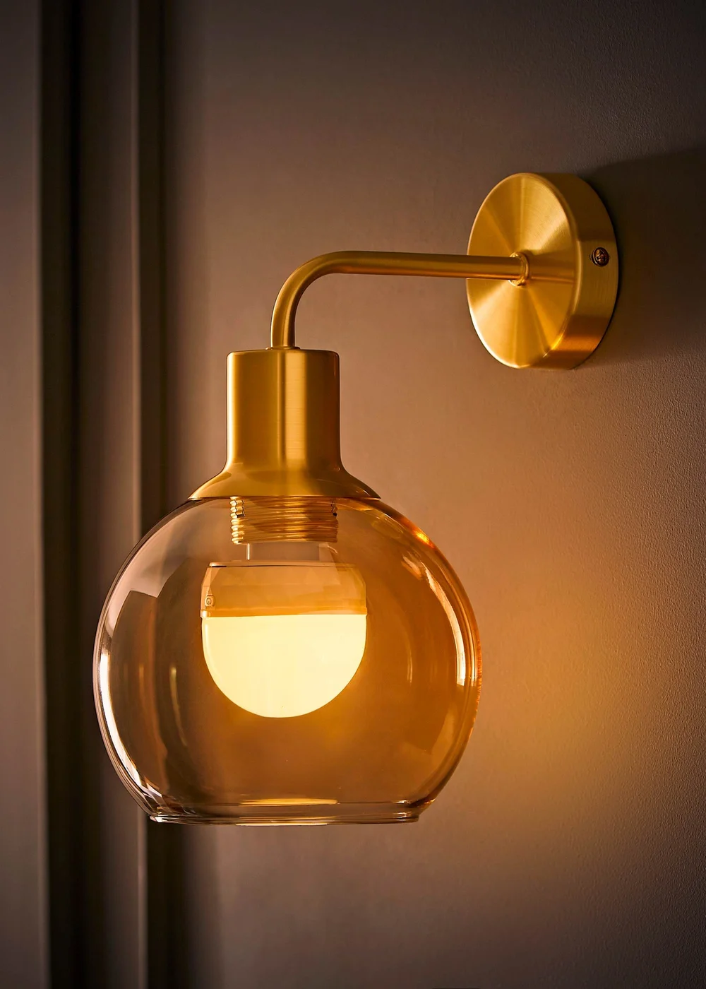 ValueLights Bellamy Gold Glass Globe Rechargeable Wall Light - One Size Image 2