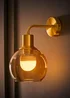 ValueLights Bellamy Gold Glass Globe Rechargeable Wall Light - One Size Image 2
