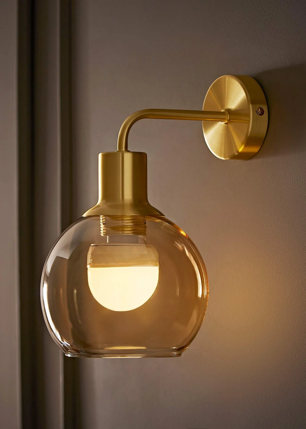 ValueLights Bellamy Gold Glass Globe Rechargeable Wall Light - One Size Image 1