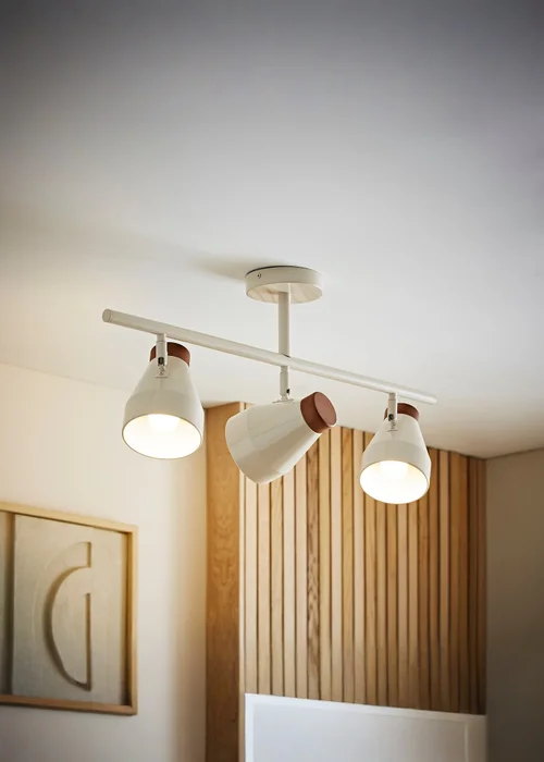 ValueLights Parker Cream & Walnut 3 Way Ceiling Light - One Size Image 1