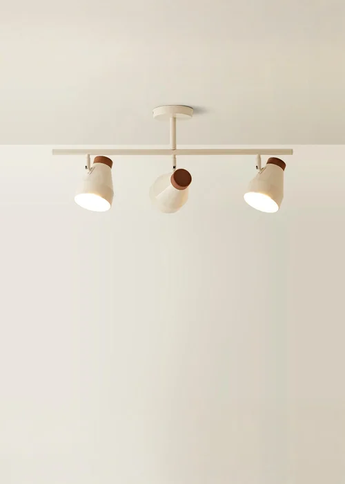 ValueLights Parker Cream & Walnut 3 Way Ceiling Light - One Size Image 3