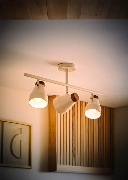 ValueLights Parker Cream & Walnut 3 Way Ceiling Light - One Size Image 2