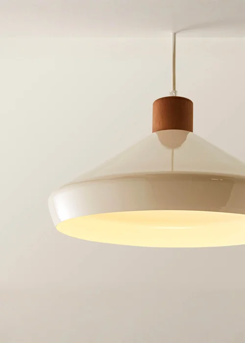 ValueLights Parker Cream and Walnut Pendant Ceiling Light - One Size Image 4