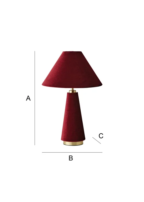 ValueLights Martha Conical Burgundy Velvet Table Lamp - One Size Image 6