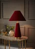 ValueLights Martha Conical Burgundy Velvet Table Lamp - One Size Image 1