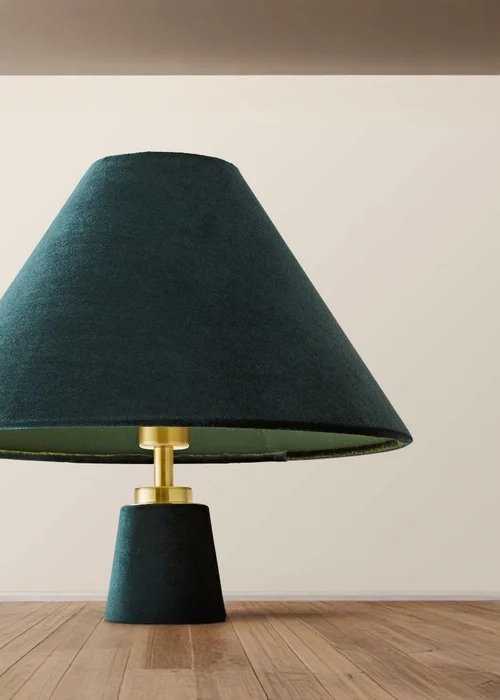 ValueLights Martha Conical Teal Velvet Table Lamp - One Size Image 4