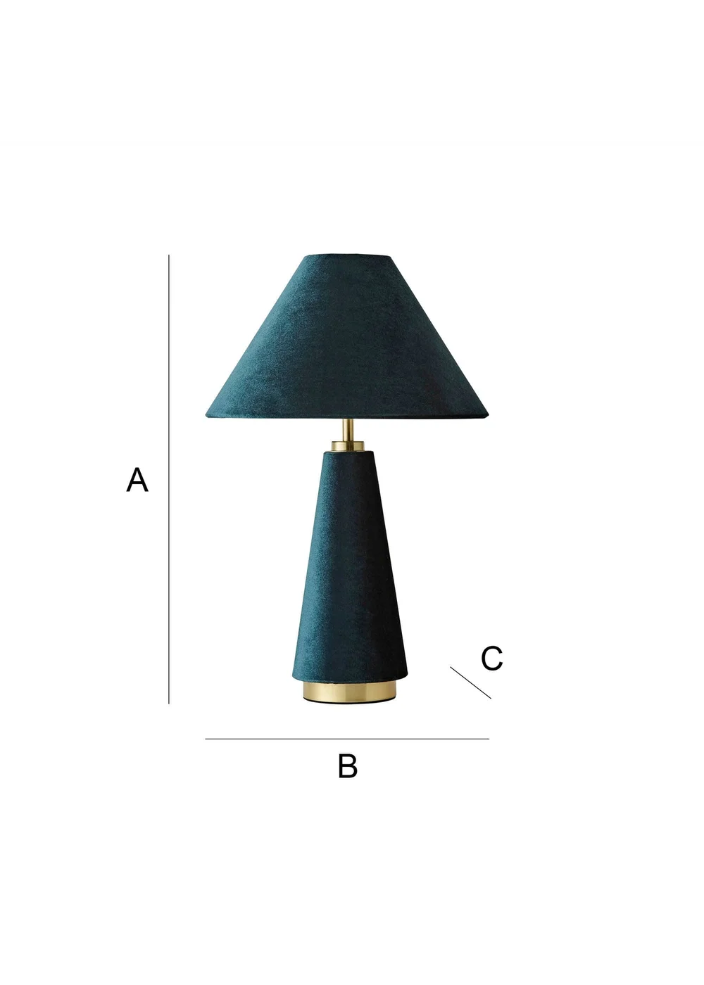 ValueLights Martha Conical Teal Velvet Table Lamp - One Size Image 6