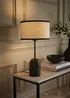 ValueLights Kaiden Dome Table Lamp with Black Trim Linen Shade - One Size Image 1