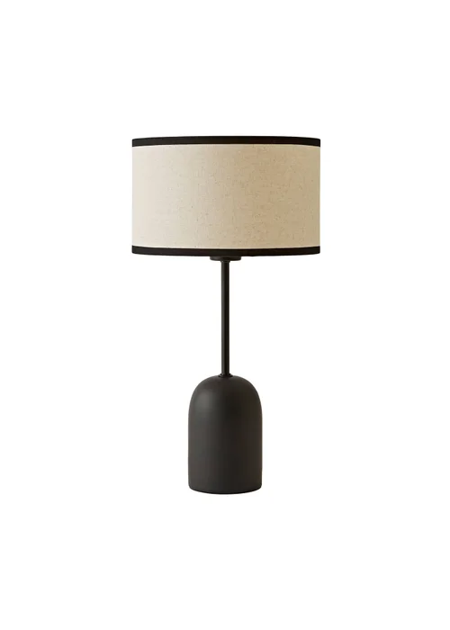 ValueLights Kaiden Dome Table Lamp with Black Trim Linen Shade - One Size Image 2
