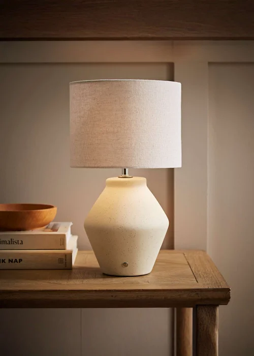ValueLights Finn Cream Ceramic Rechargeable Table Lamp - One Size Image 1