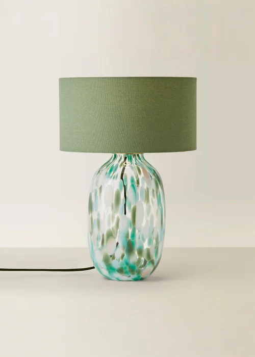 ValueLights Belinda Green Confetti Glass Table Lamp with Shade - One Size Image 3
