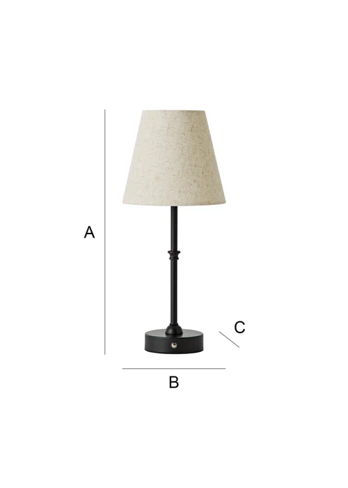 ValueLights Lowe Black Rechargeable Table Lamp with Linen Shade - One Size Image 6