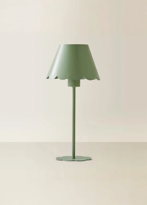 ValueLights Hattie Green Scallop Rechargeable Table Lamp - One Size Image 3