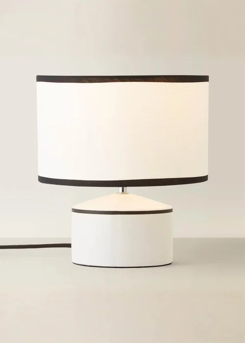 ValueLights Julia Black Trim Ceramic Table Lamp with Linen Shade - One Size Image 3