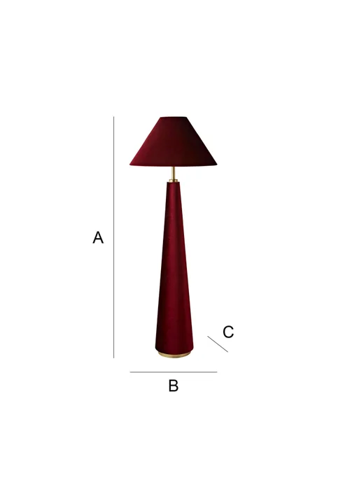 ValueLights Martha Conical Burgundy Velvet Midi Floor Lamp - One Size Image 6