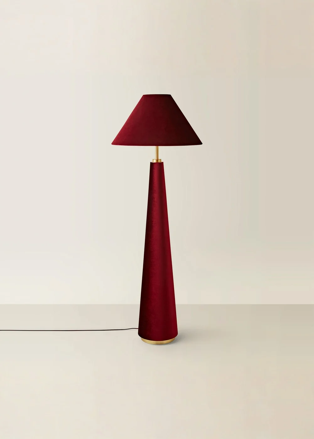 ValueLights Martha Conical Burgundy Velvet Midi Floor Lamp - One Size Image 5