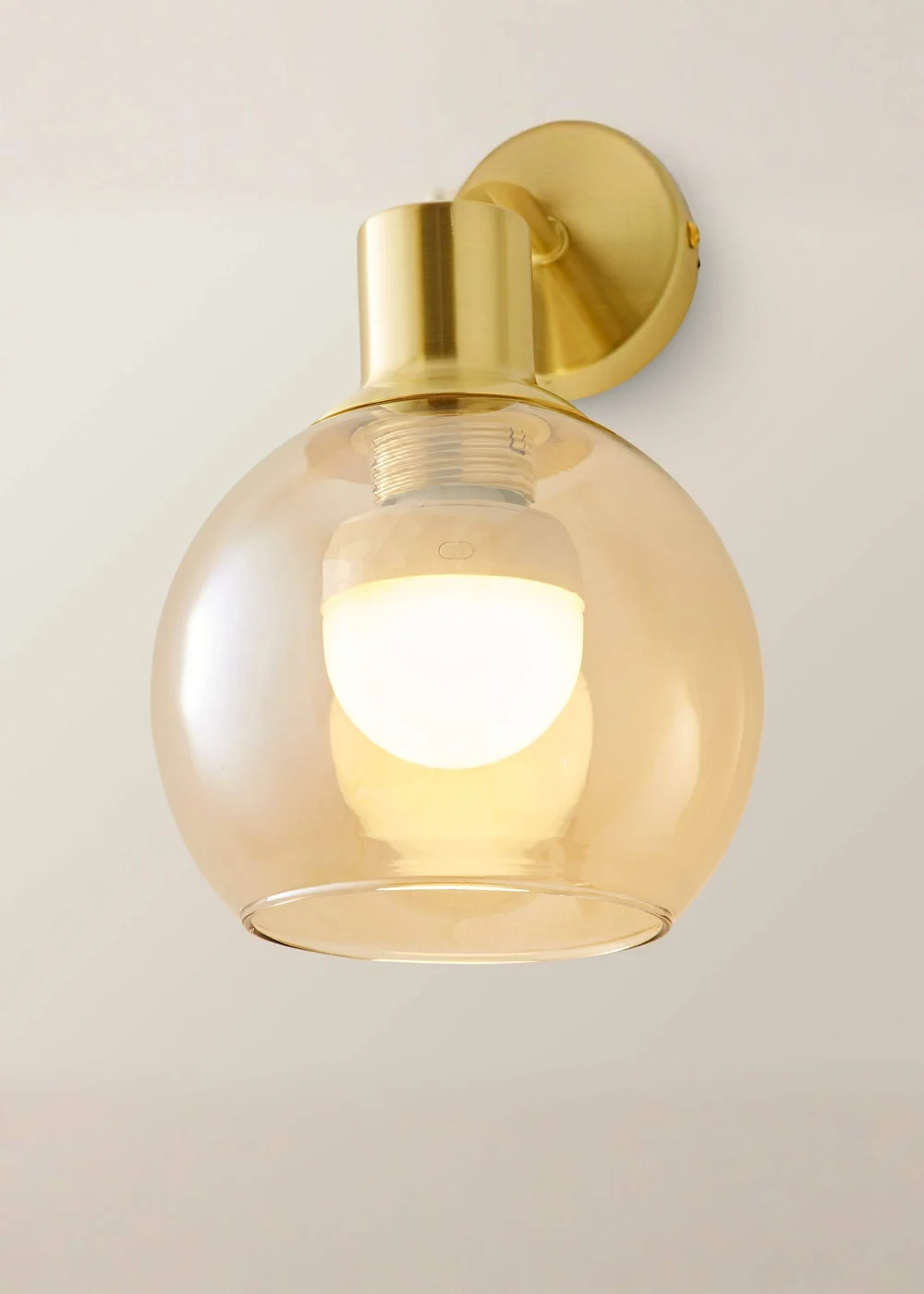 ValueLights Bellamy Pair of Gold Glass Globe Rechargeable Wall Lights - One Size Image 5
