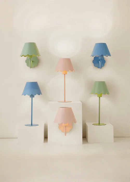 ValueLights Hattie Pair of Blue Scallop Rechargeable Wall Lights - One Size Image 4