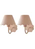 ValueLights Hattie Pair of Pink Scallop Rechargeable Wall Lights - One Size Image 1