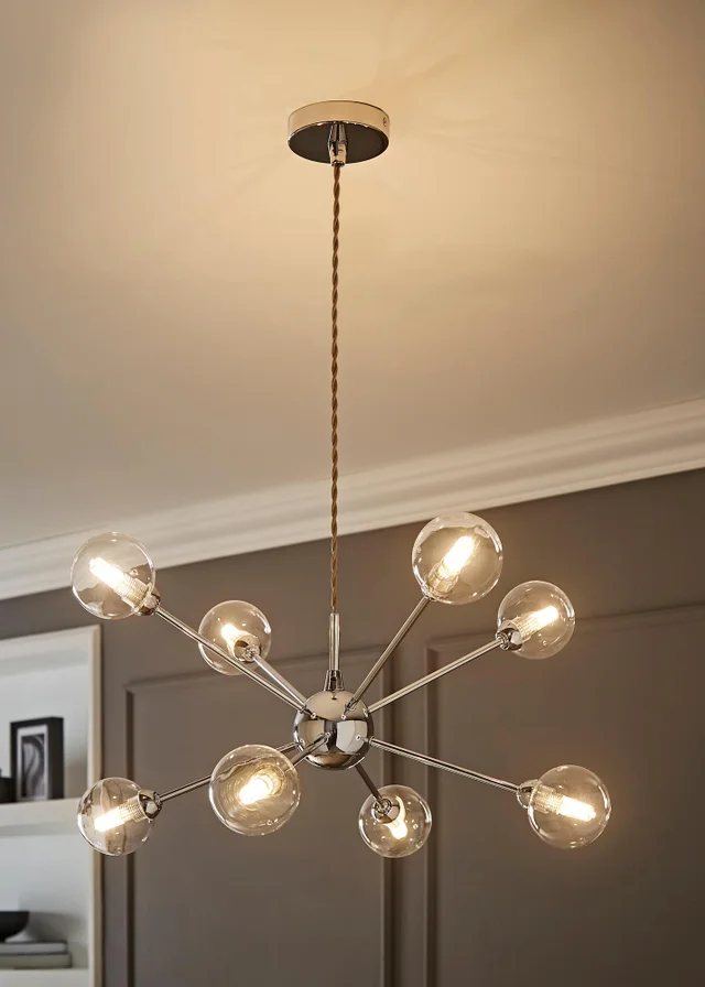 ValueLights Sputnik Chrome 8 Way Pendant Ceiling Light with Bulbs
