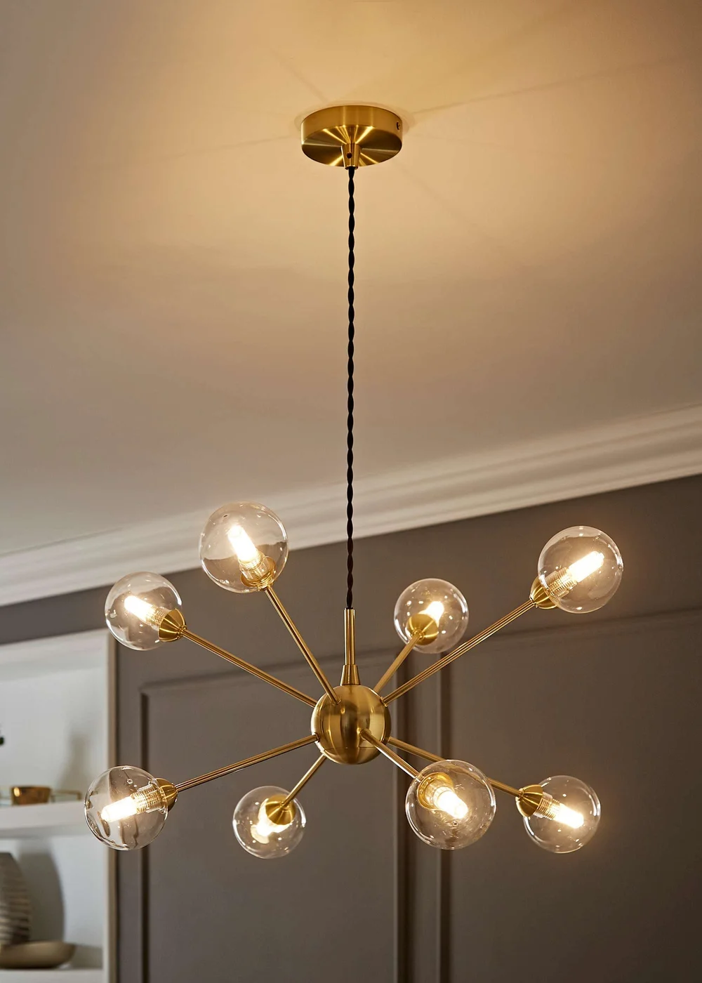 ValueLights Sputnik Gold 8 Way Pendant Ceiling Light with Bulbs - One Size Image 1