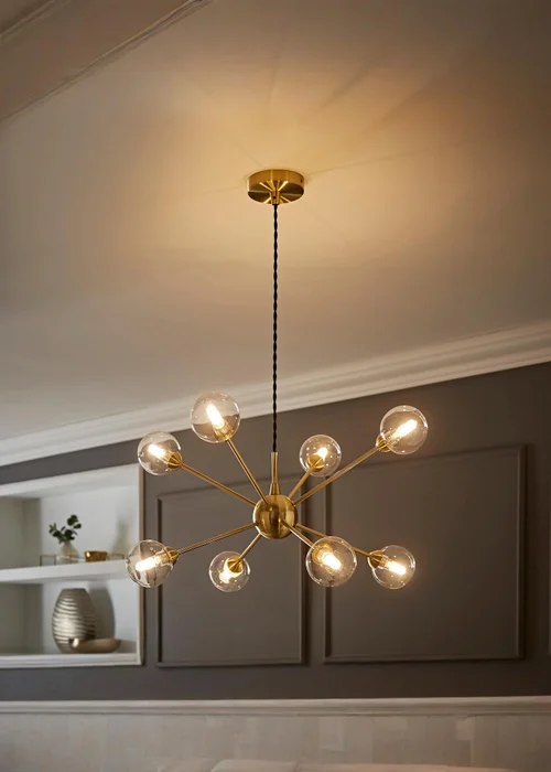 ValueLights Sputnik Gold 8 Way Pendant Ceiling Light with Bulbs - One Size Image 1