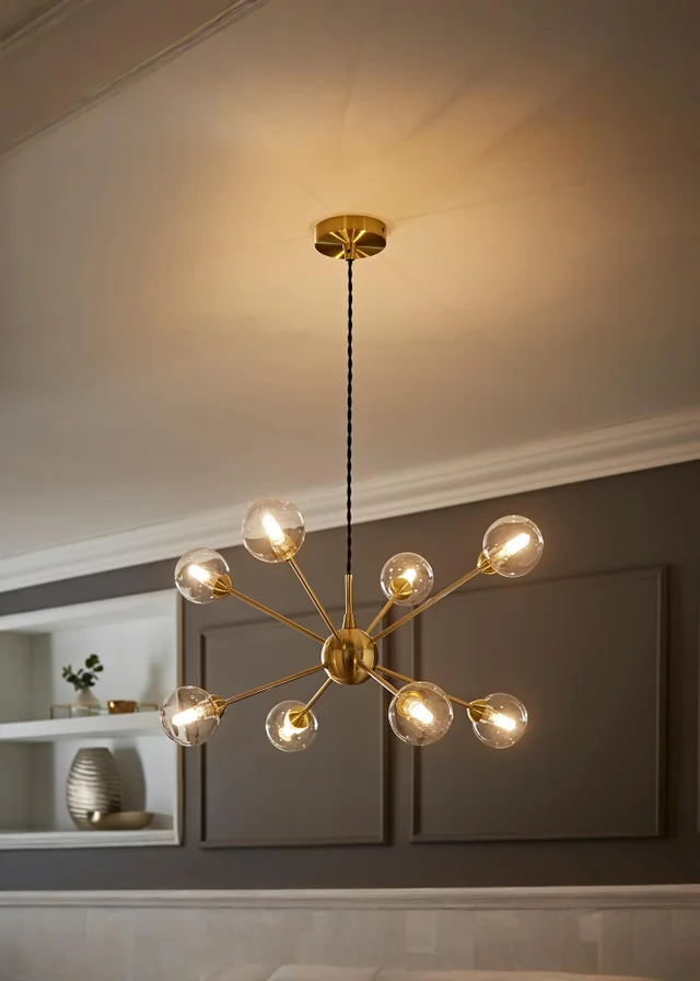 ValueLights Sputnik Gold 8 Way Pendant Ceiling Light with Bulbs