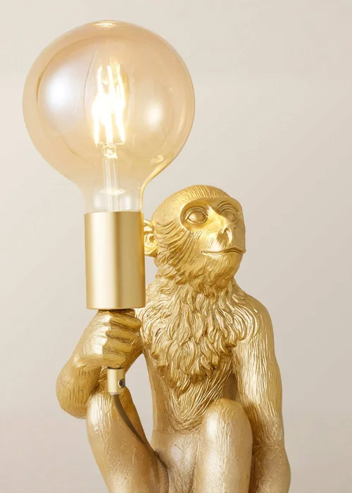 ValueLights Gold Monkey Table Lamp with Giant Globe Bulb - One Size Image 4