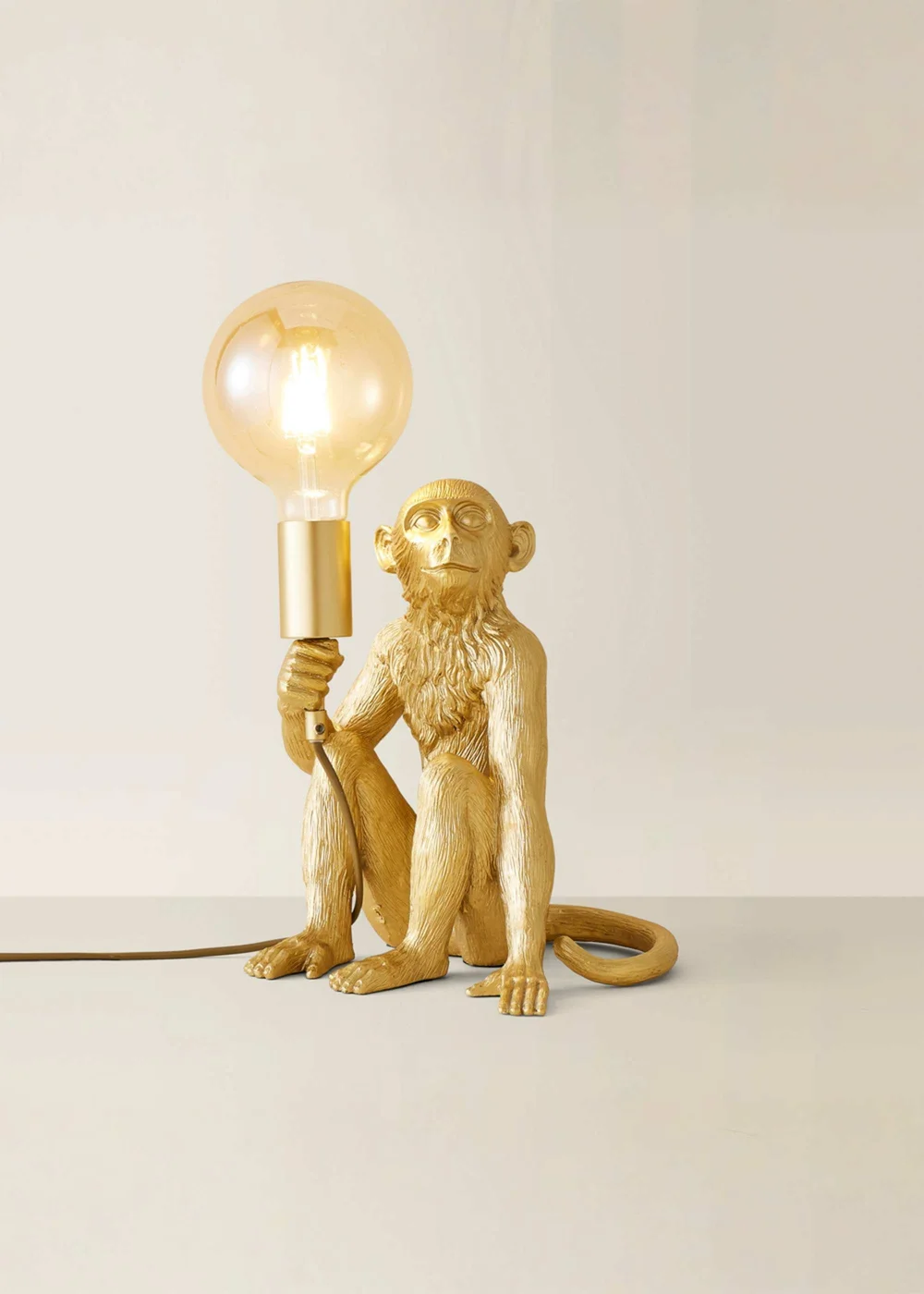 ValueLights Gold Monkey Table Lamp with Giant Globe Bulb - One Size Image 5