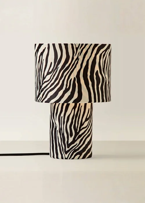 ValueLights Nessa Zebra Pattern Velvet Table Lamp - One Size Image 3