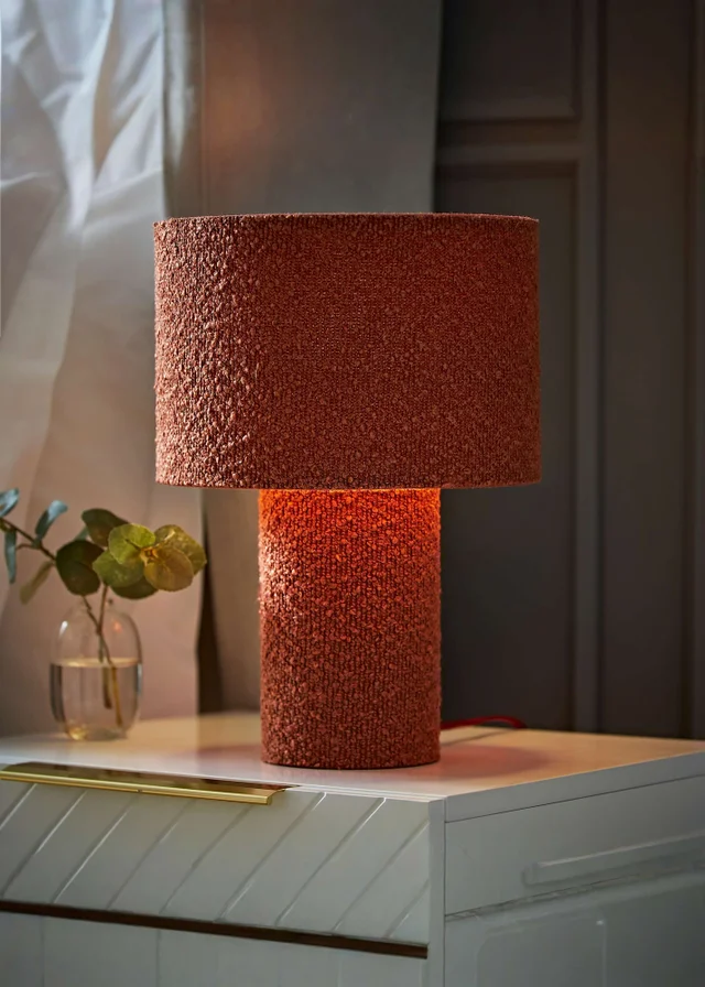 ValueLights Ash Rust Boucle Table Lamp