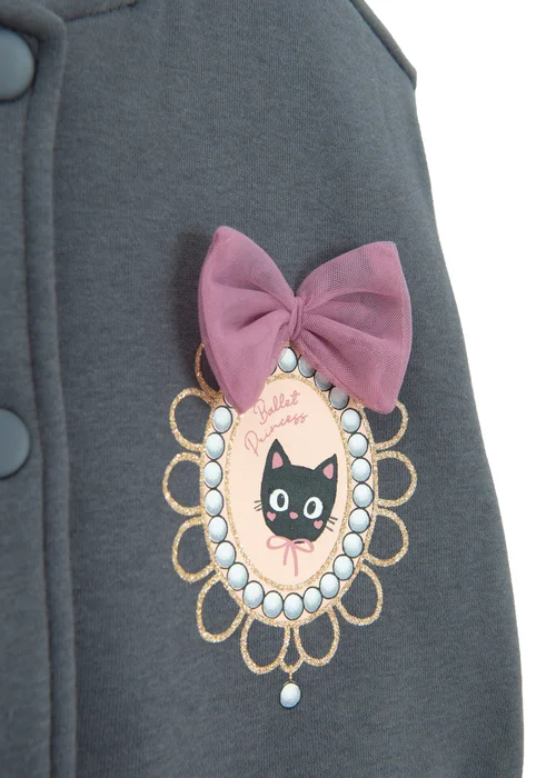 Cool Club Grey Zip-Up Glitter Printed Sweatshirt (3-7 yrs) - 4 Yrs Image 3