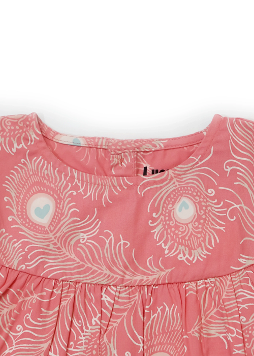 Lucy & Sam Pink Peacock Woven Dress (9 Months to 6 Years) - 3-4 Yrs Image 3