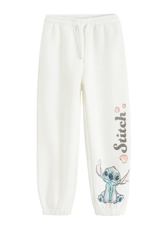 Cool Club White Lilo & Stitch Printed Joggers (3-7 yrs)