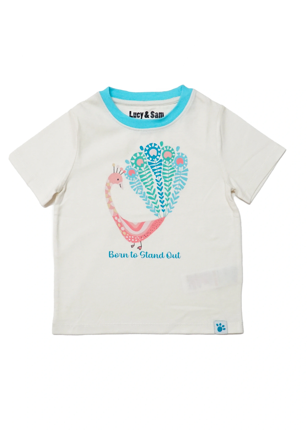 Lucy & Sam Cream Born To Stand Out SS Tee (6 Months to 6 Years) - Age 4-5 Years Image 2