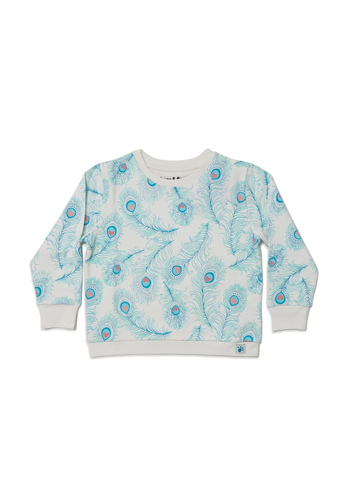 Lucy & Sam White Peacock Crew Sweat (9 Months to 6 Years) - 5-6 Yrs Image 2