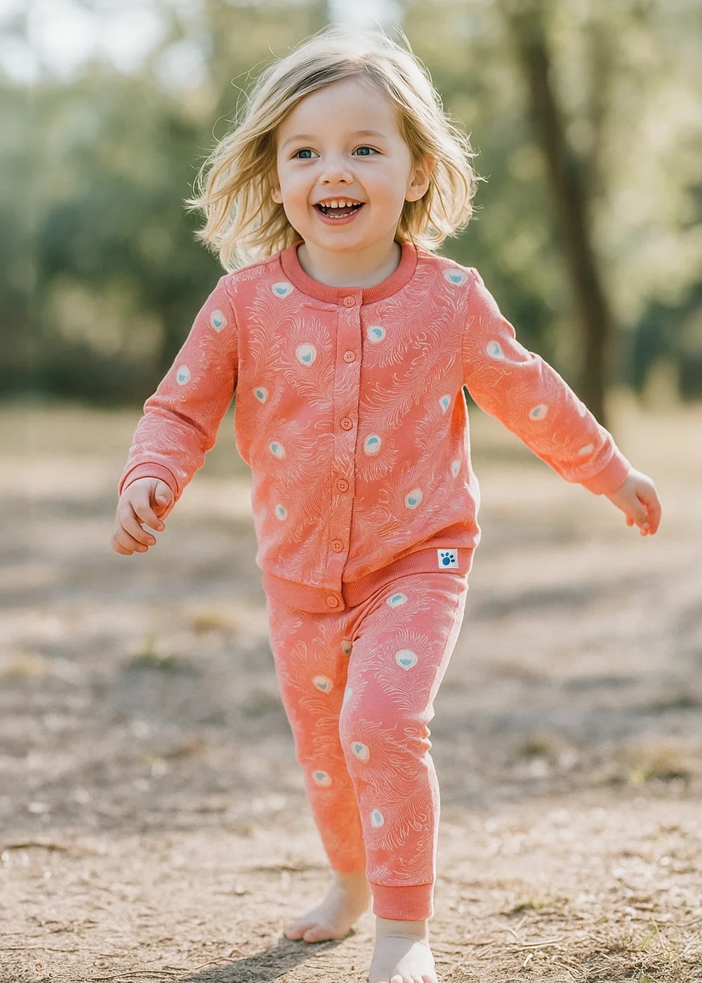 Lucy & Sam Pink Peacock Cardigan (9 Months to 6 Years) - Age 4-5 Years Image 1