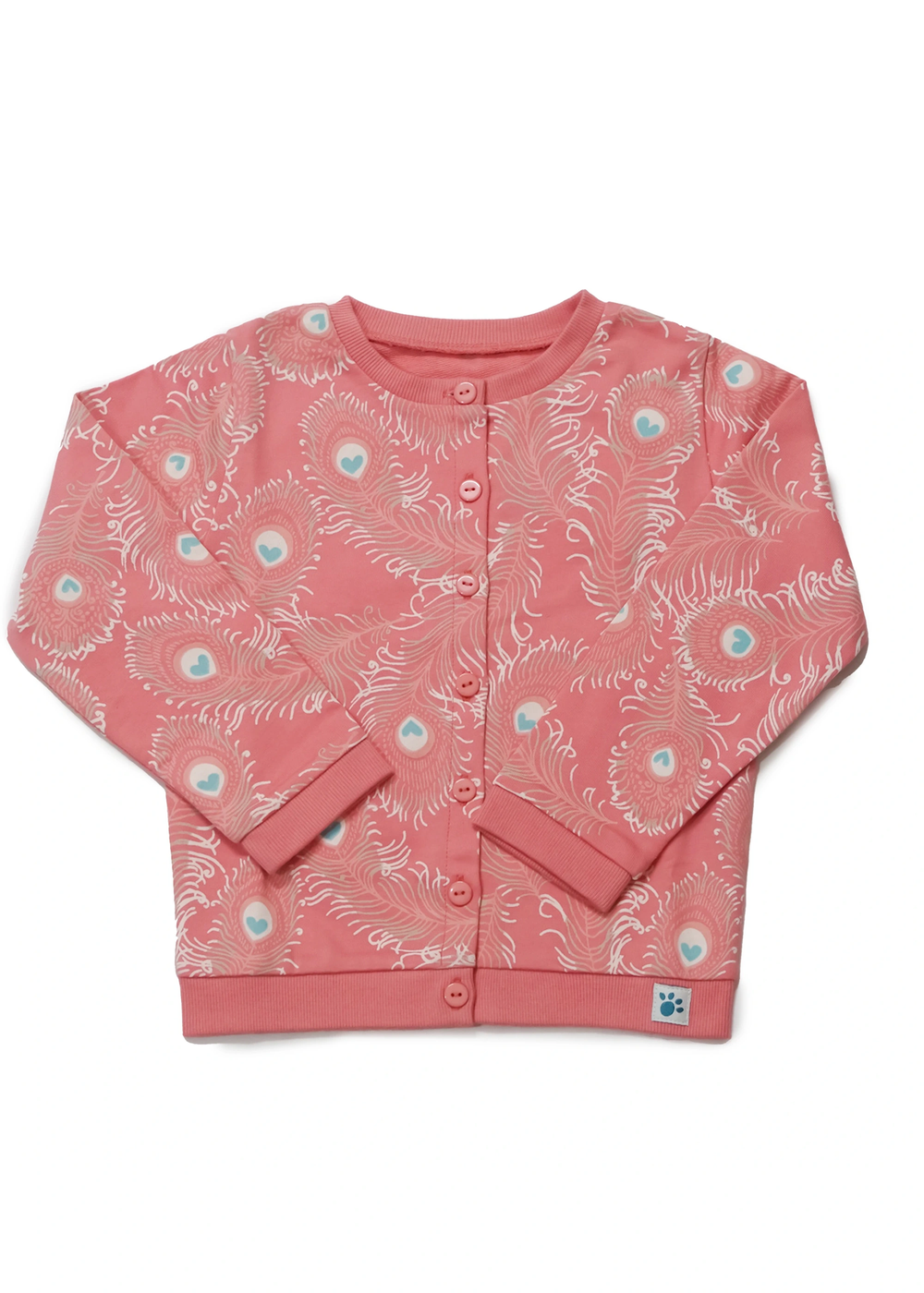 Lucy & Sam Pink Peacock Cardigan (9 Months to 6 Years) - Age 4-5 Years Image 2