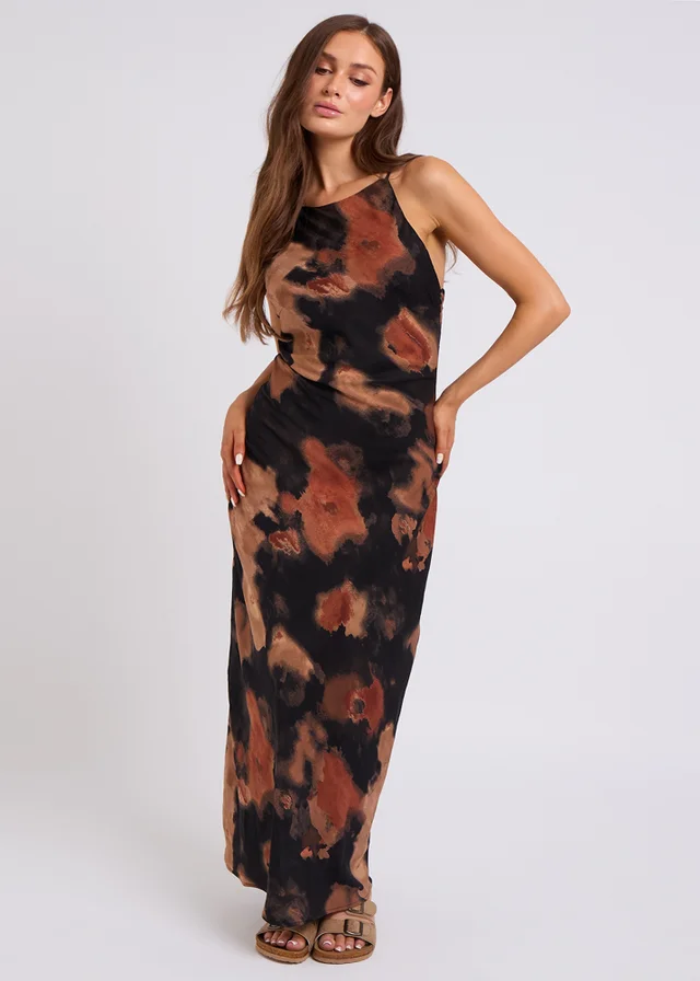 Urban Bliss Black Animal High Neck Maxi Dress