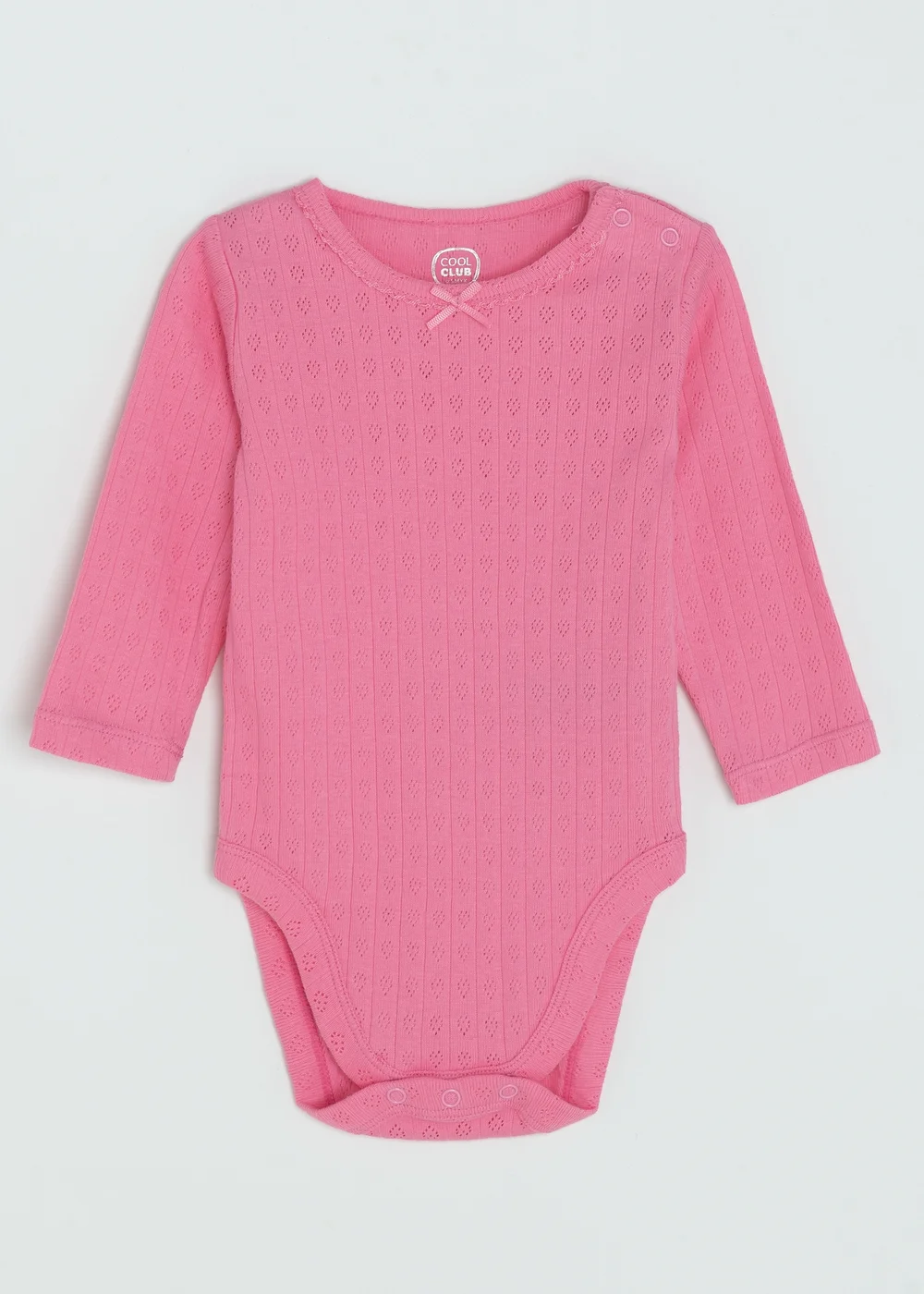 Cool Club Pink Ribbed Long Sleeve Bodysuits with Bow 3-Pack(1-36 mnths) - 1-2 Months Image 3