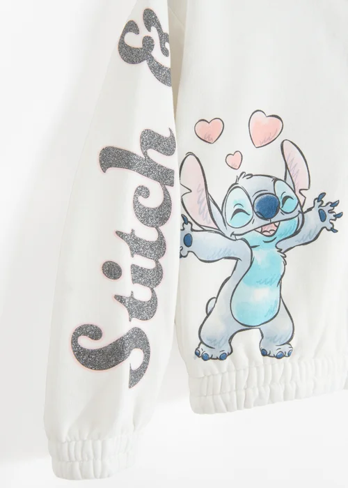 Cool Club White Lilo & Stitch Zip-Up Glitter Print Hoodie (3-7 yrs) - 6 Yrs Image 4