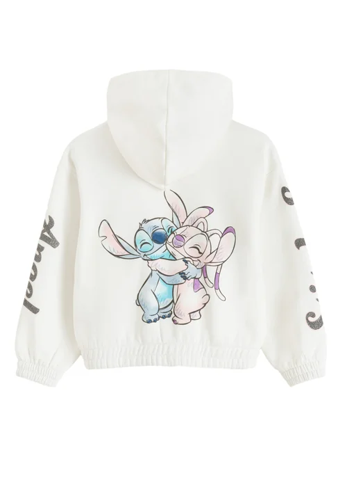 Cool Club White Lilo & Stitch Zip-Up Glitter Print Hoodie (3-7 yrs) - 6 Yrs Image 3