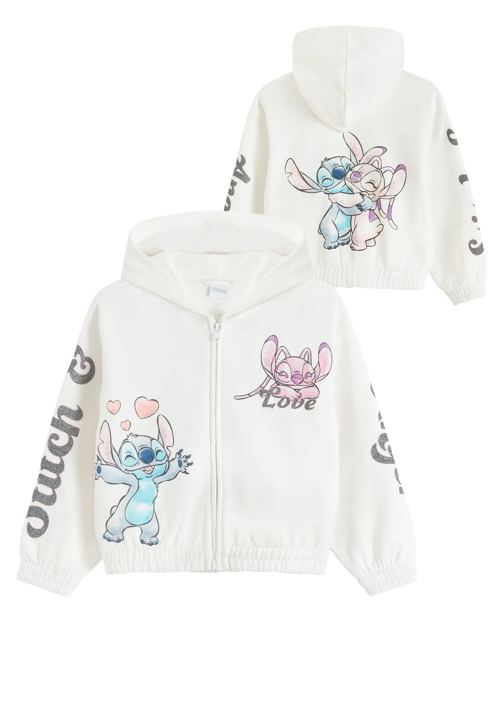 Cool Club White Lilo & Stitch Zip-Up Glitter Print Hoodie (3-7 yrs) - 6 Yrs Image 2