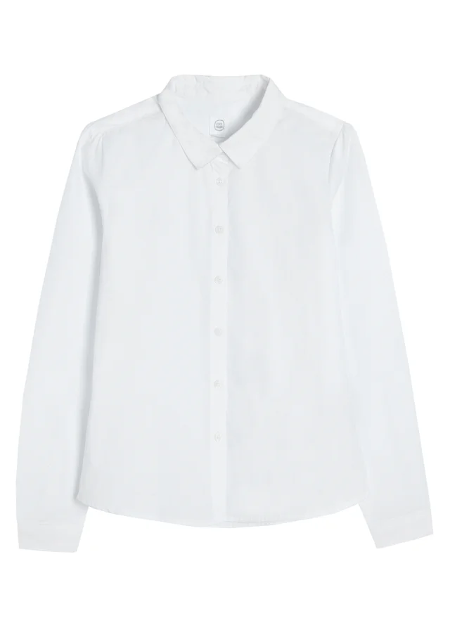 Cool Club White Long Sleeve Button-Up Shirt with Collar (2-7 years)