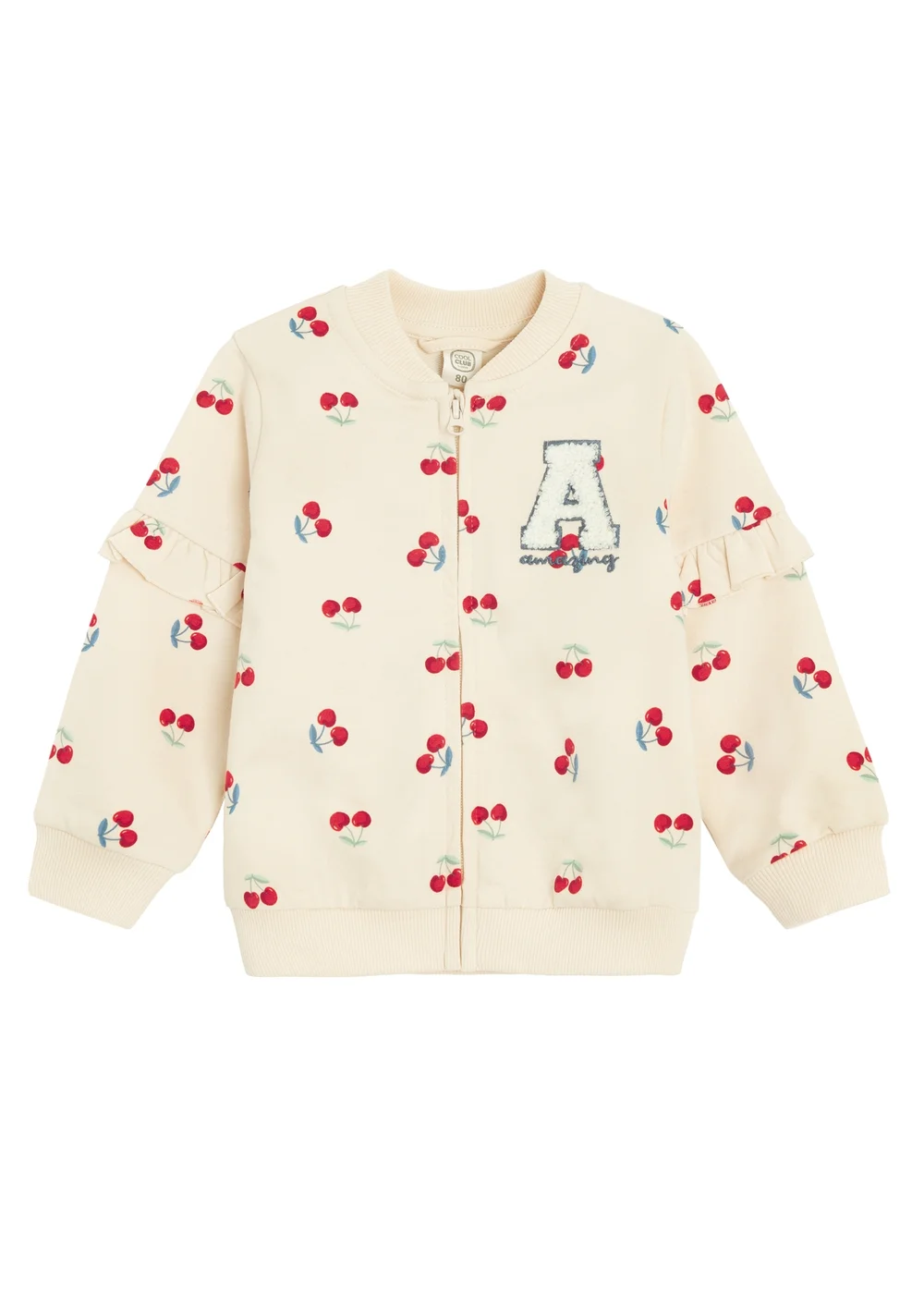 Cool Club Beige Printed Zip-Up Sweatshirt (2-24 mnths) - 2-3 Months Image 1