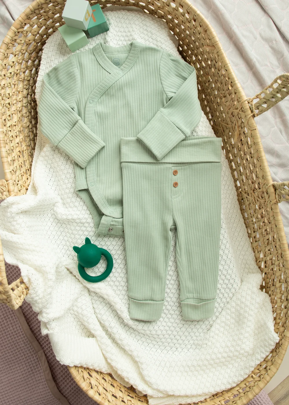 Cool Club Green Ribbed Bodysuit & Trousers Outfit 2-Piece Set (0-9 mnths) - 2 - 6 months Image 1