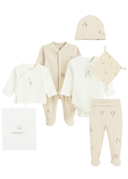 Cool Club Beige Printed Baby Gift 6-Piece Set (1-9 mnths) - 0 - 1 months Image 1