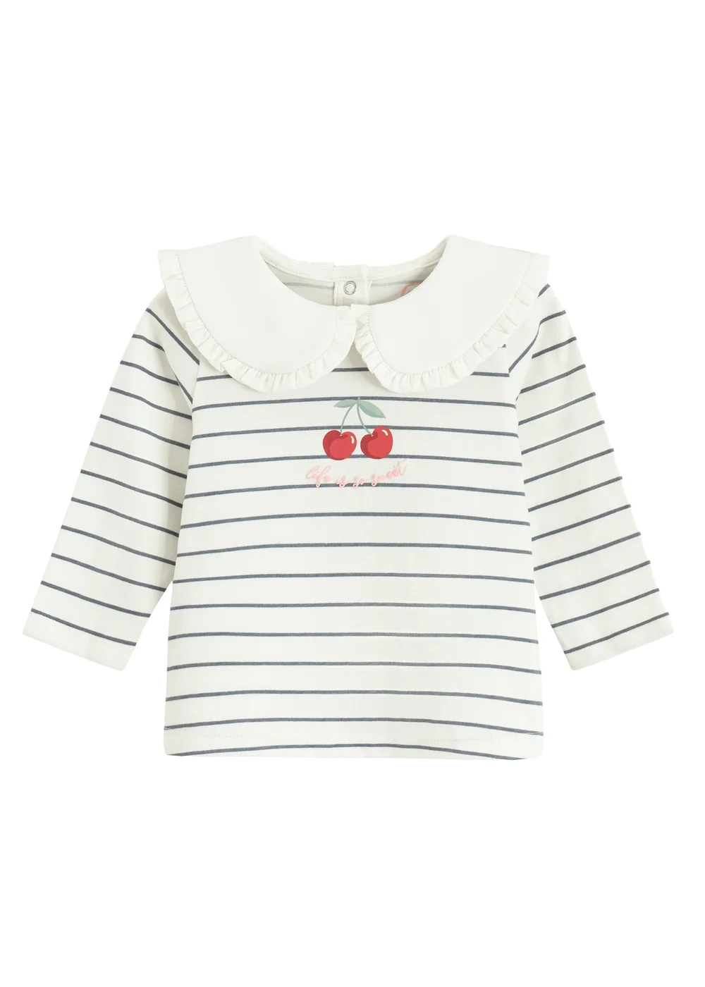 Cool Club White Long Sleeve Printed Over-Sized Collar Top (3-24 mnths) - Age 2 Years Image 1