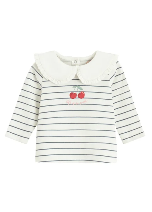 Cool Club White Long Sleeve Printed Over-Sized Collar Top (3-24 mnths) - Age 2 Years Image 1