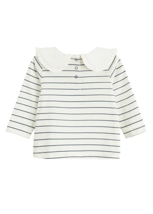 Cool Club White Long Sleeve Printed Over-Sized Collar Top (3-24 mnths) - Age 2 Years Image 3